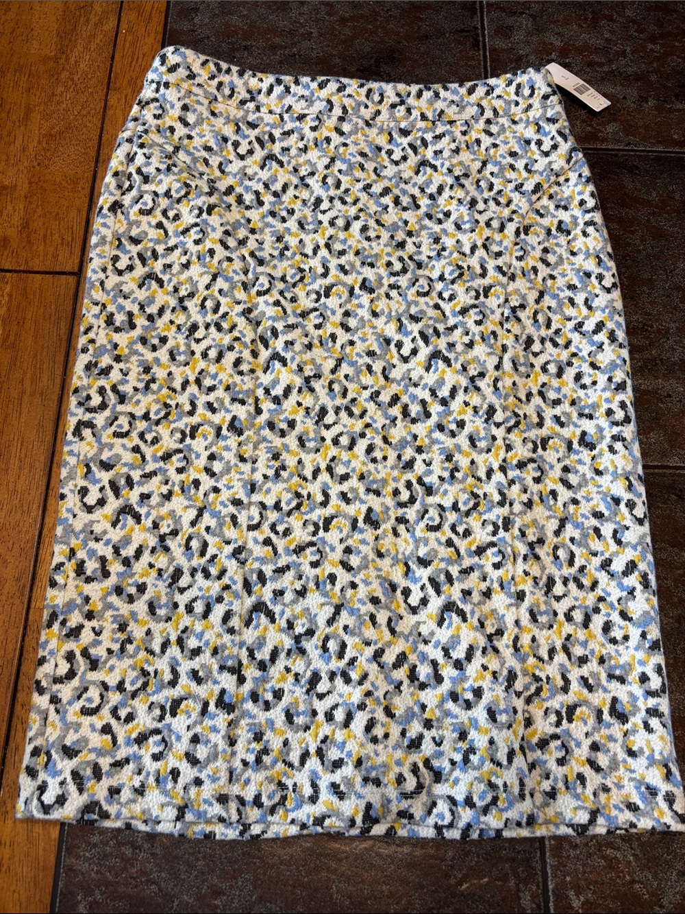 Anthropologie Leopard-Print Pencil Skirt in White, Yellow & Gray